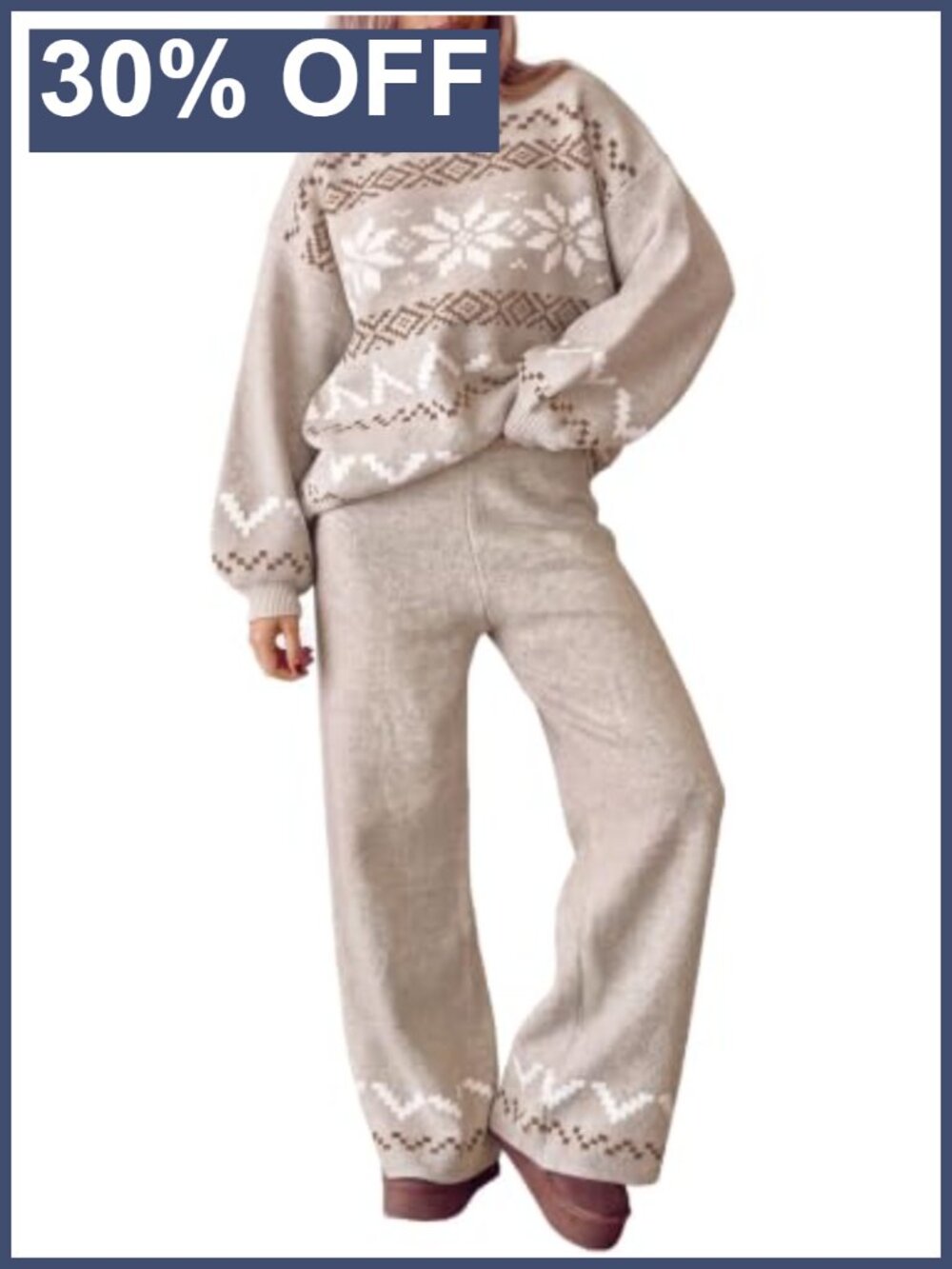 Knit Sweater & Wide Leg Pants Matching Set Pullover Lounge Outfit